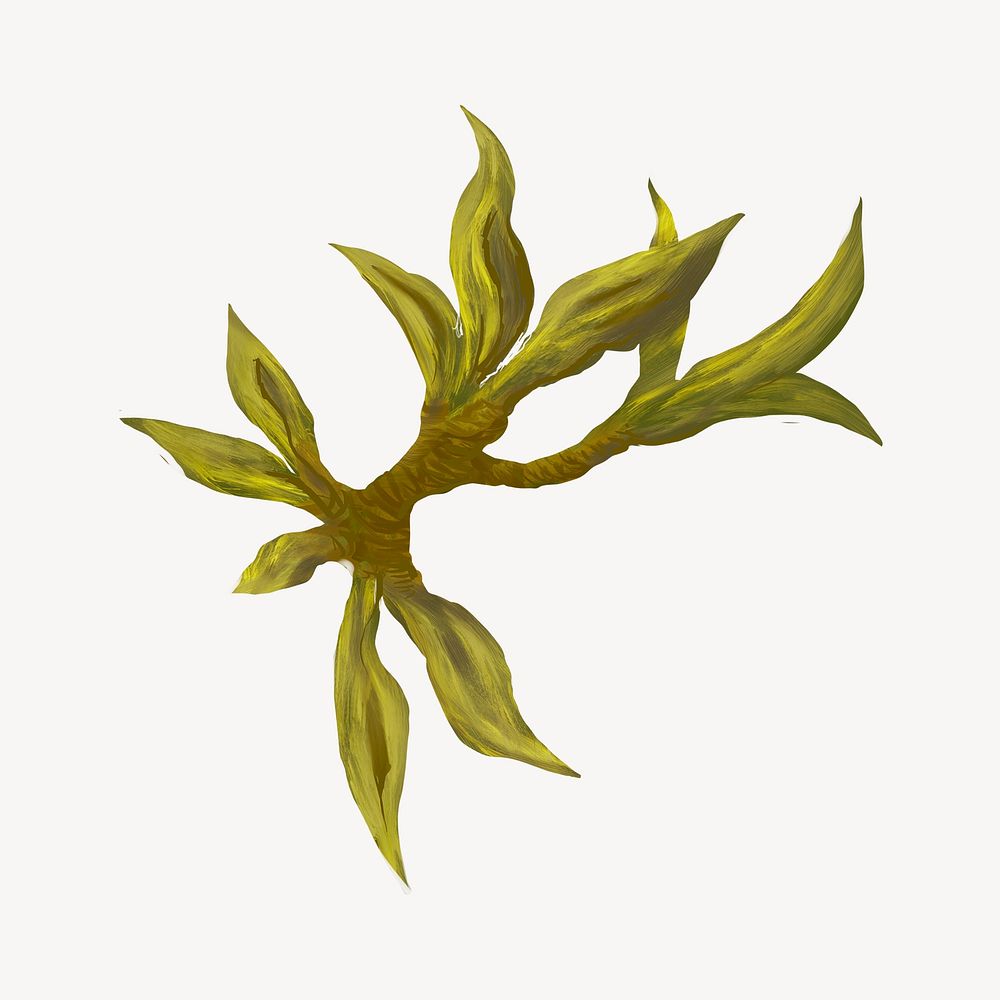 Leaf branch, botanical collage element psd