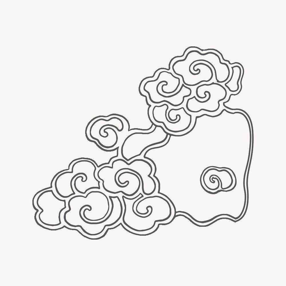 Oriental cloud  collage element vector