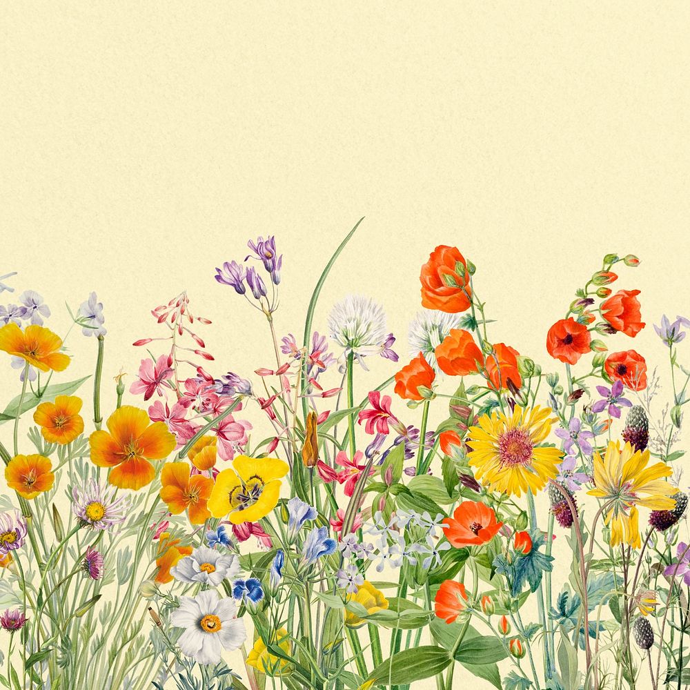 Blooming vintage Spring flower illustration