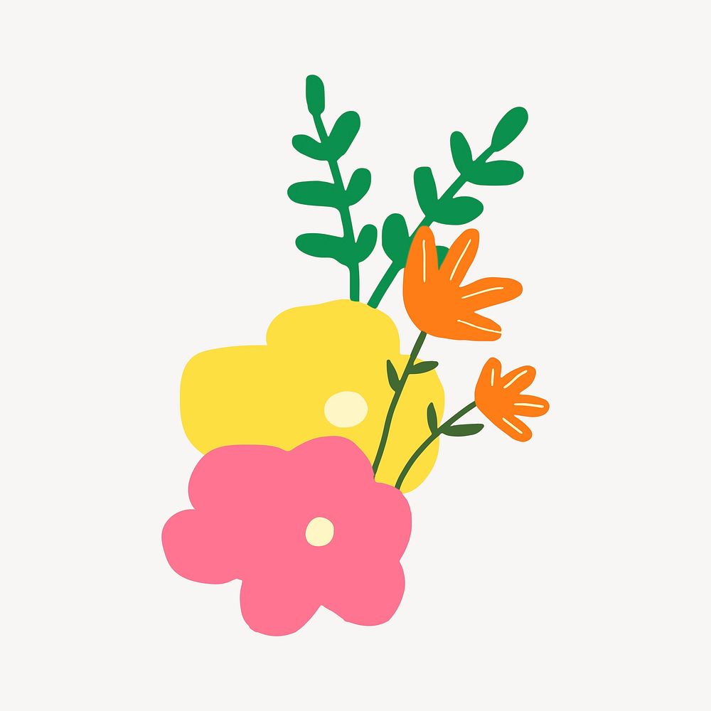 Colorful doodle flowers illustration vector