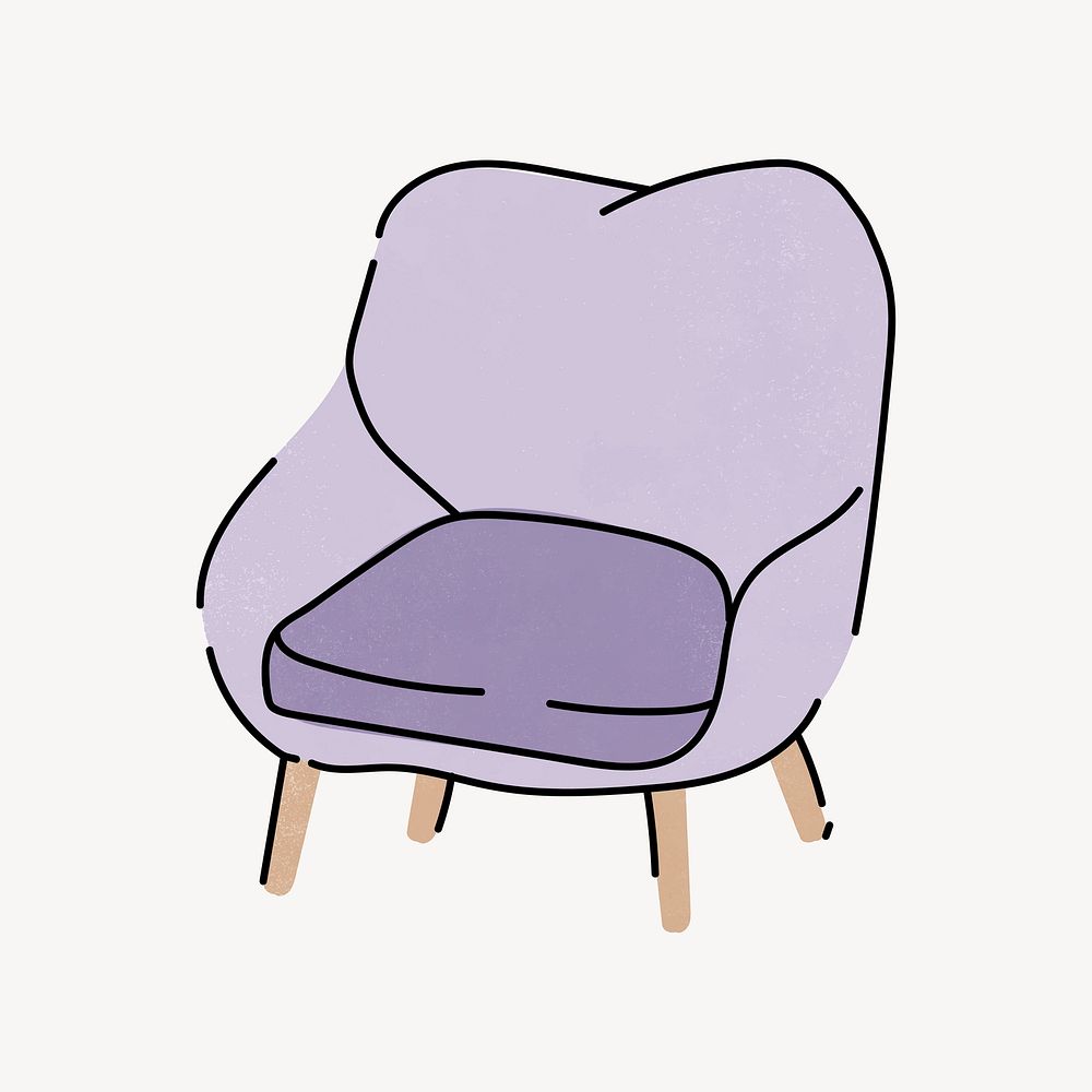 Purple armchair doodle vector