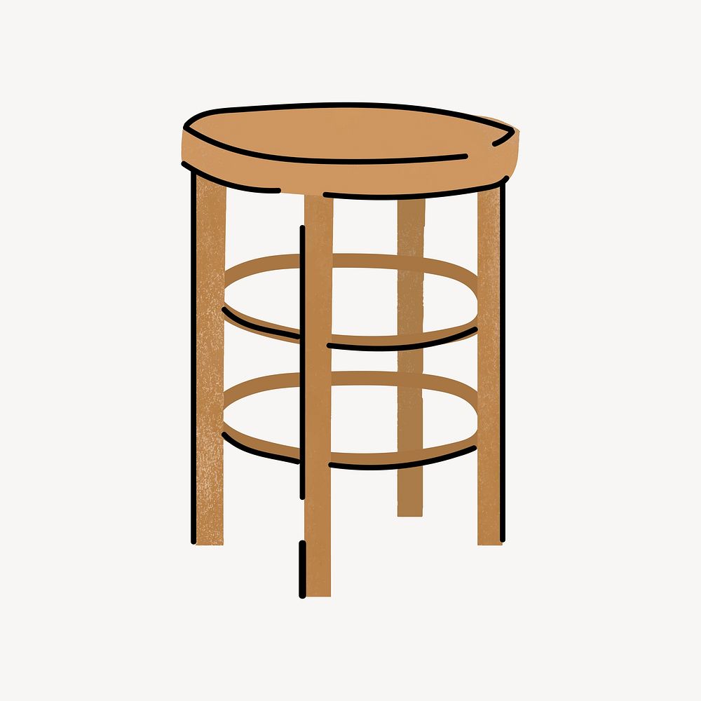 Wooden stool doodle vector