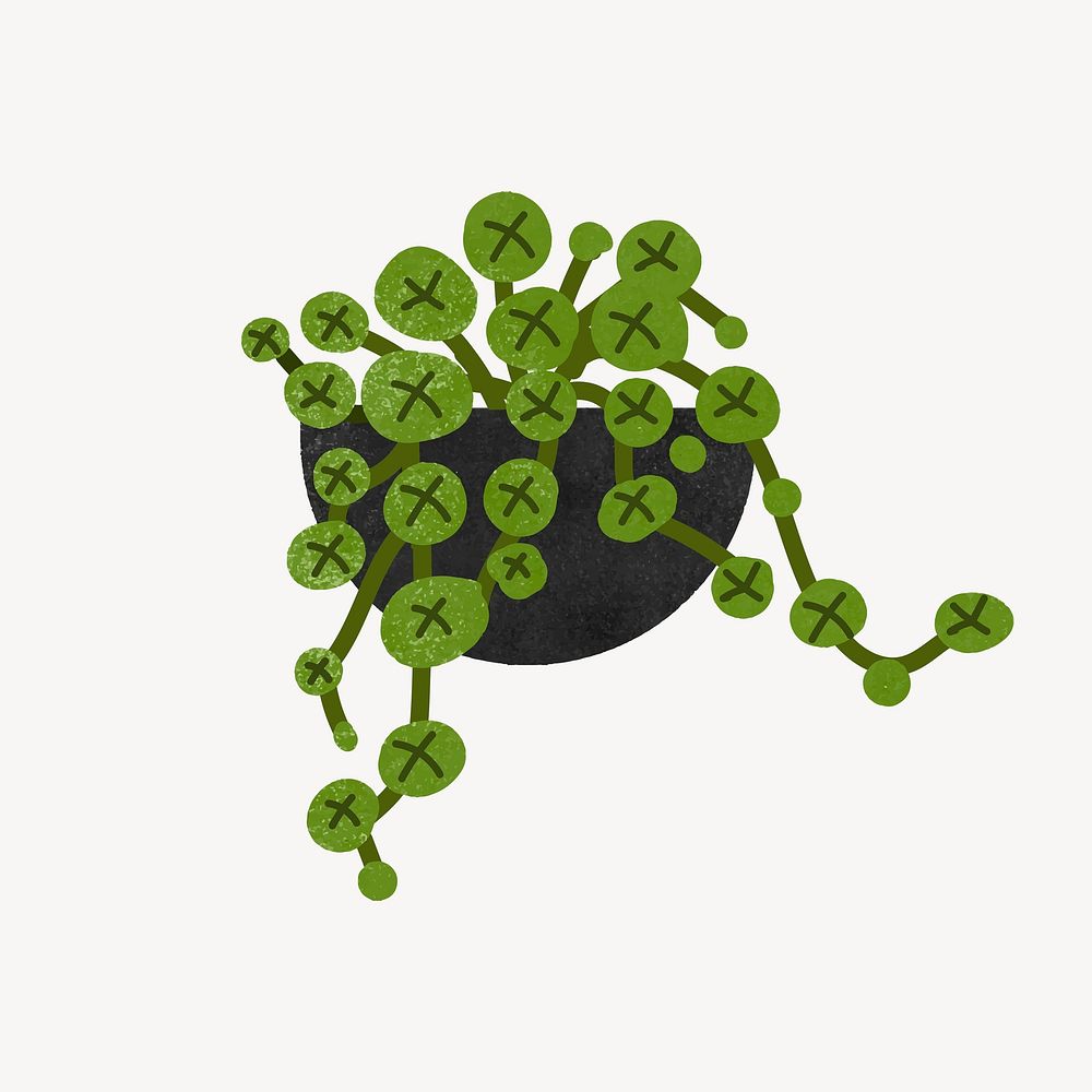 Green houseplant doodle vector