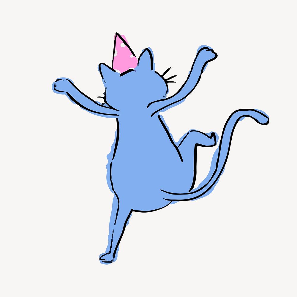 Party cat, funky illustration vector