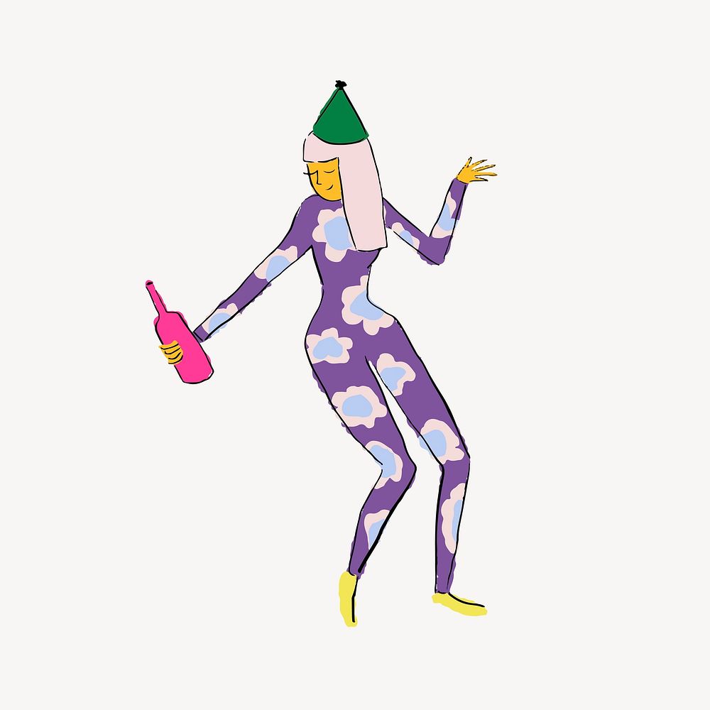 Party woman, funky illustration vector