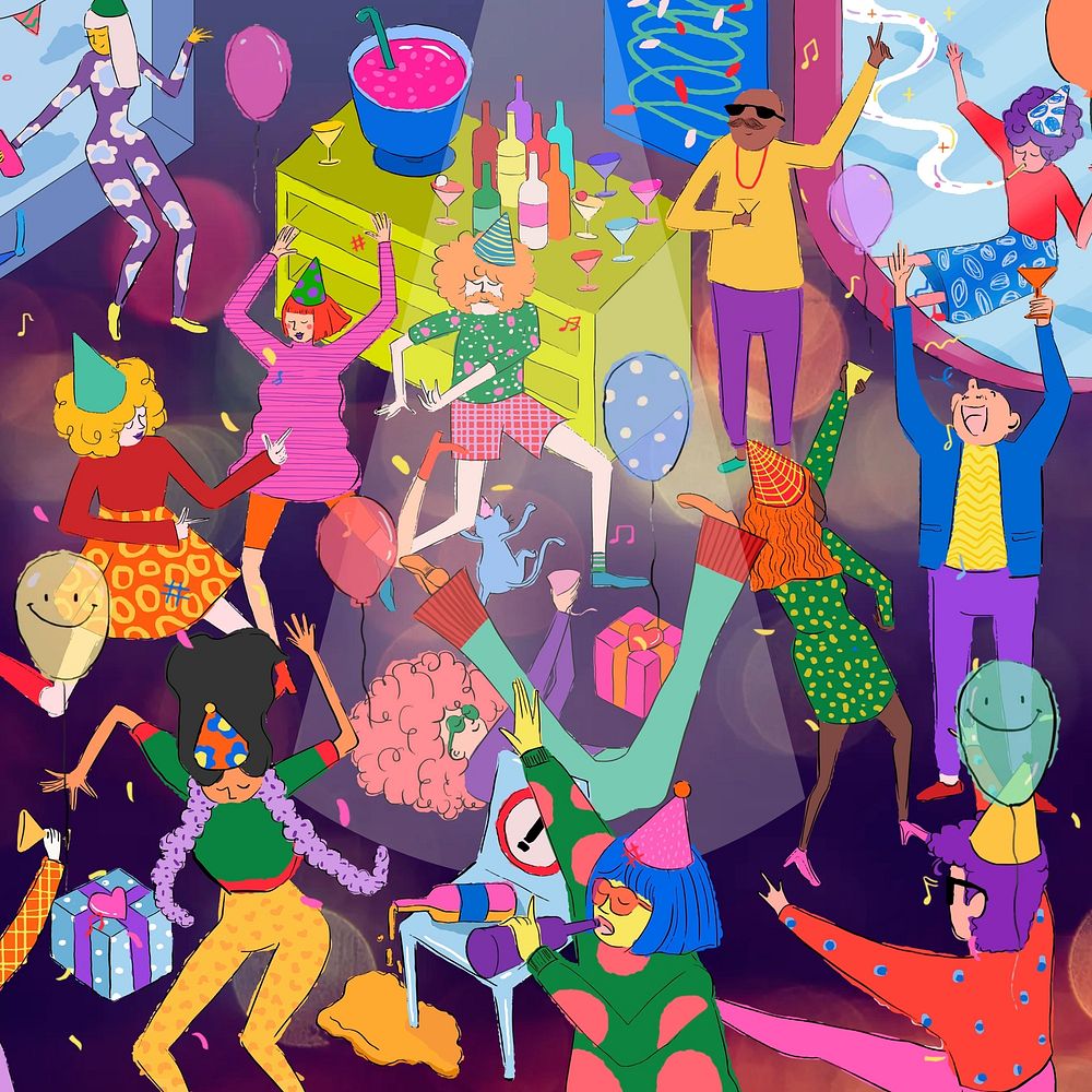Dance party, colorful background design