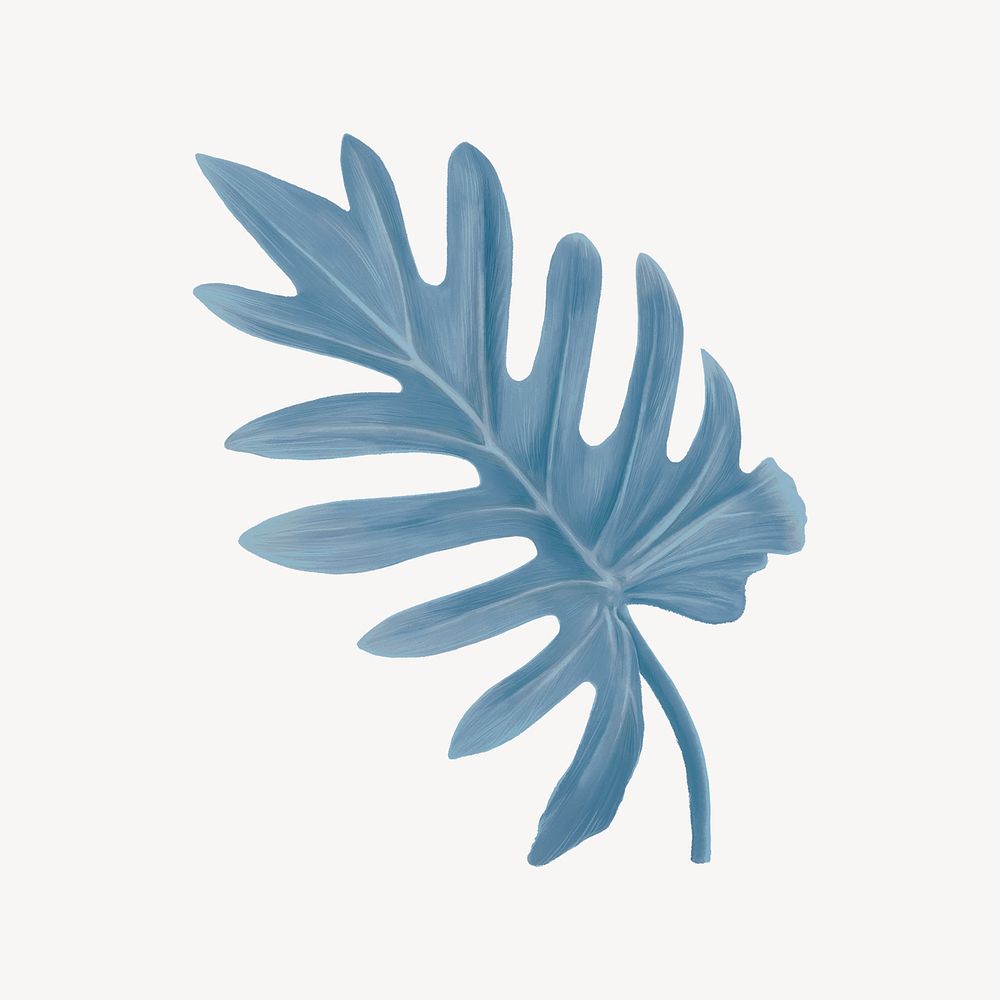 Blue philodendron xanadu leaf, collage element psd