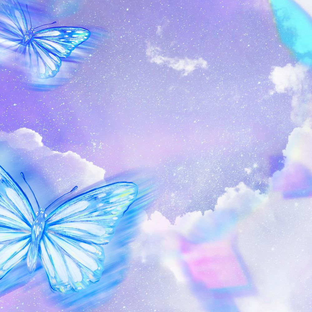 Dreamy butterfly pastel background, aesthetic sky