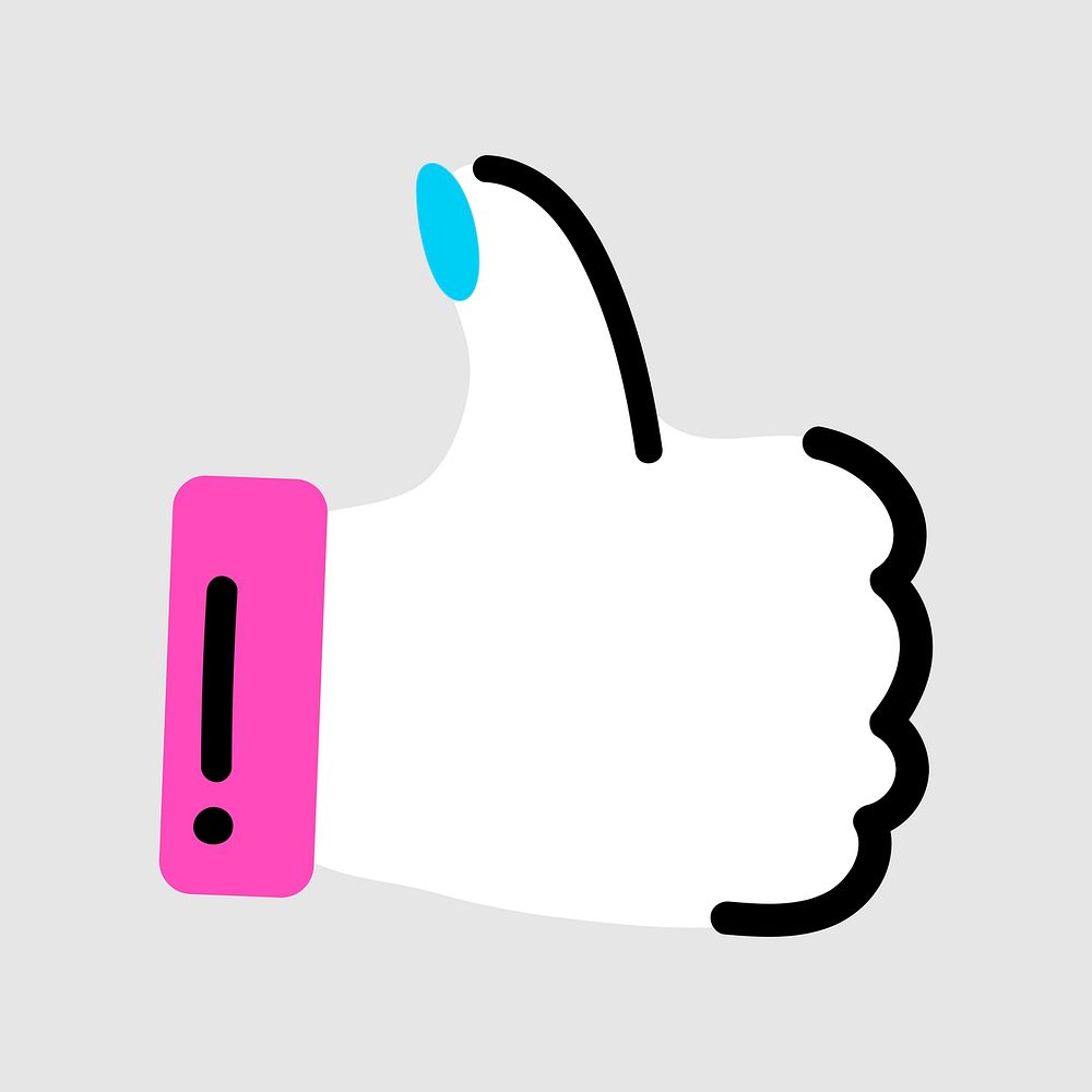 Funky thumbs up, collage element, vector
