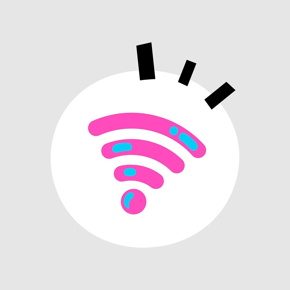 Cute wifi icon, funky collage element, vector