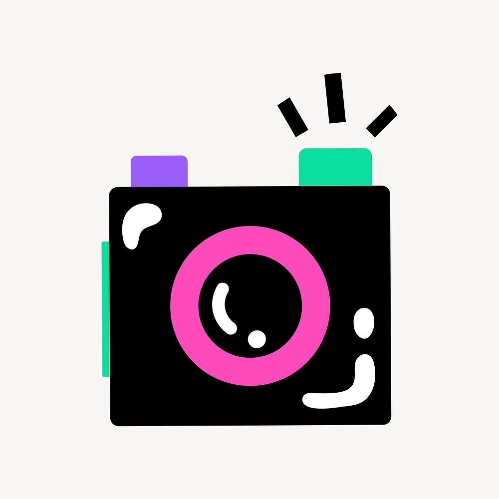 Funky camera, collage element, vector