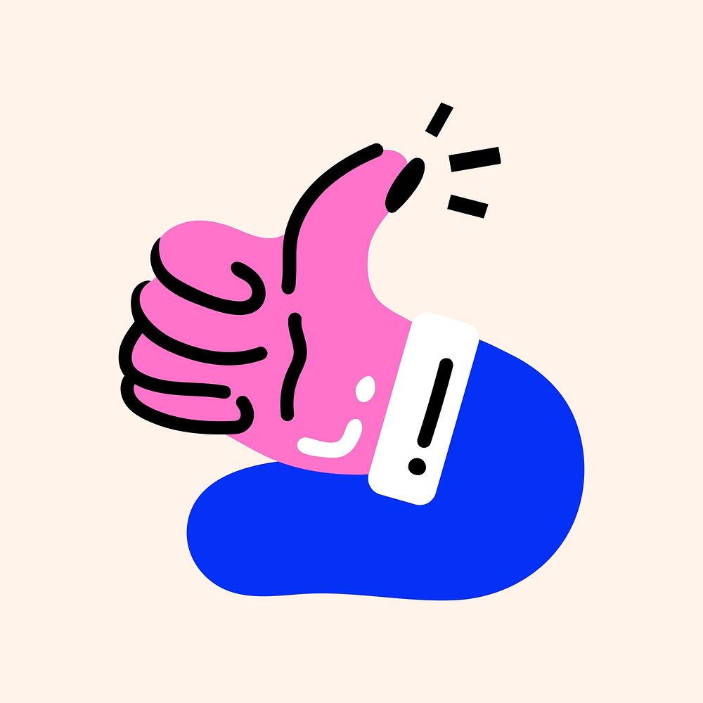 Funky thumbs up, collage element, vector