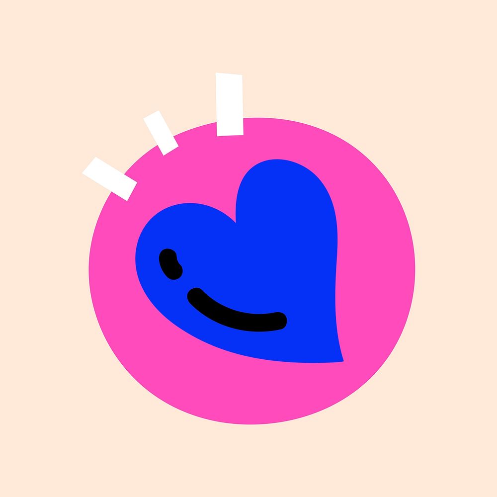 Blue heart, funky collage element, vector