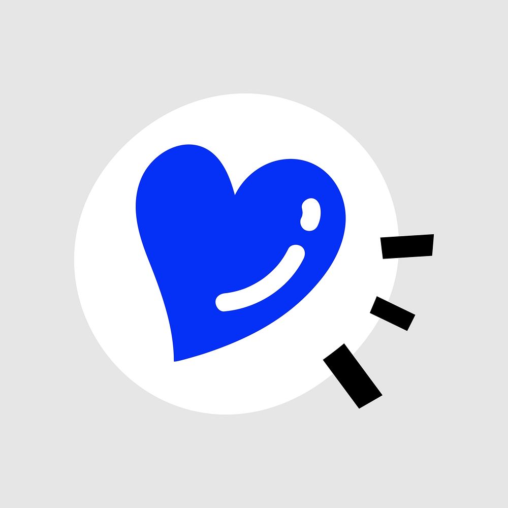 Blue heart, funky collage element, vector