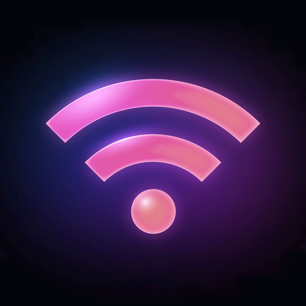 Wifi internet icon, neon glow design psd