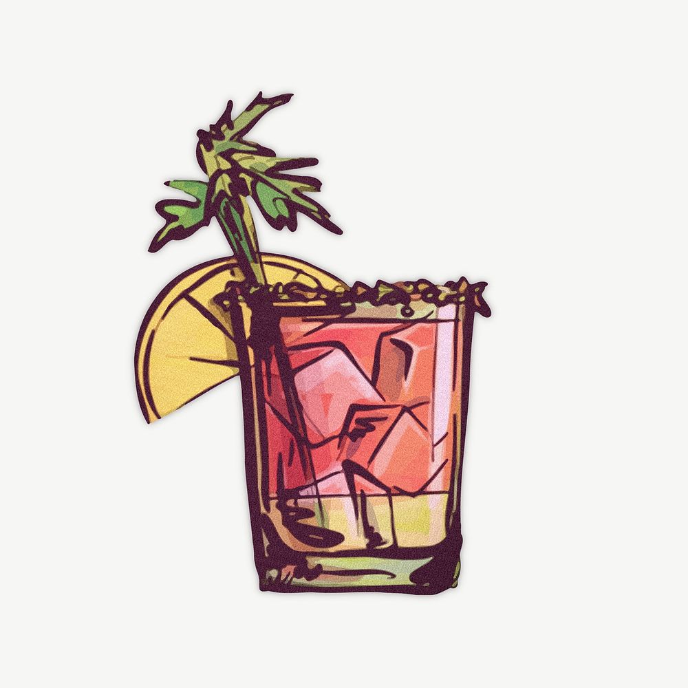 Tropical cocktail, alcoholic drink illustration psd