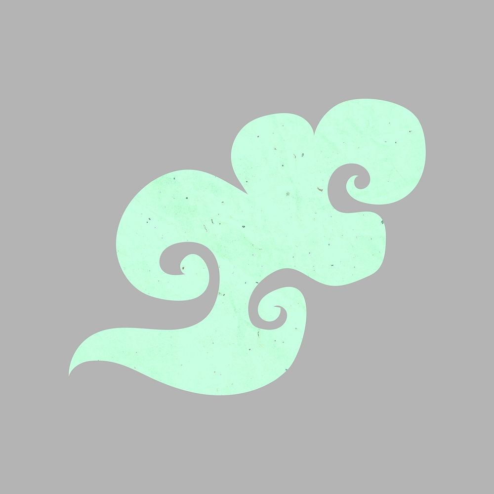 Green Japanese cloud, traditional graphic psd