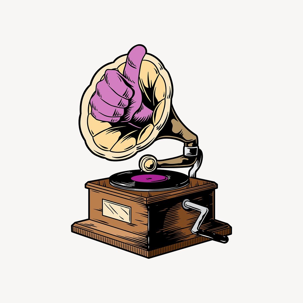 Vintage record player element, retro illustration vector