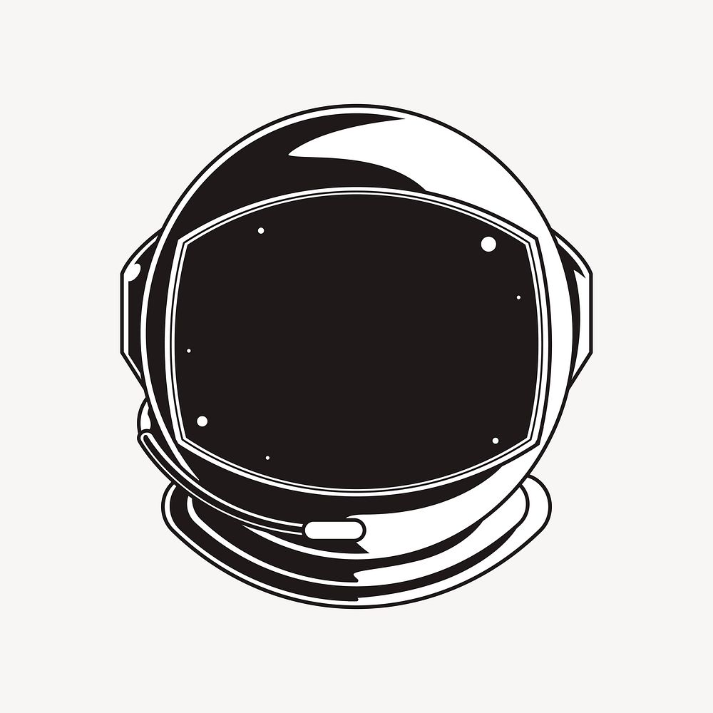 Astronaut helmet element, black & white design vector