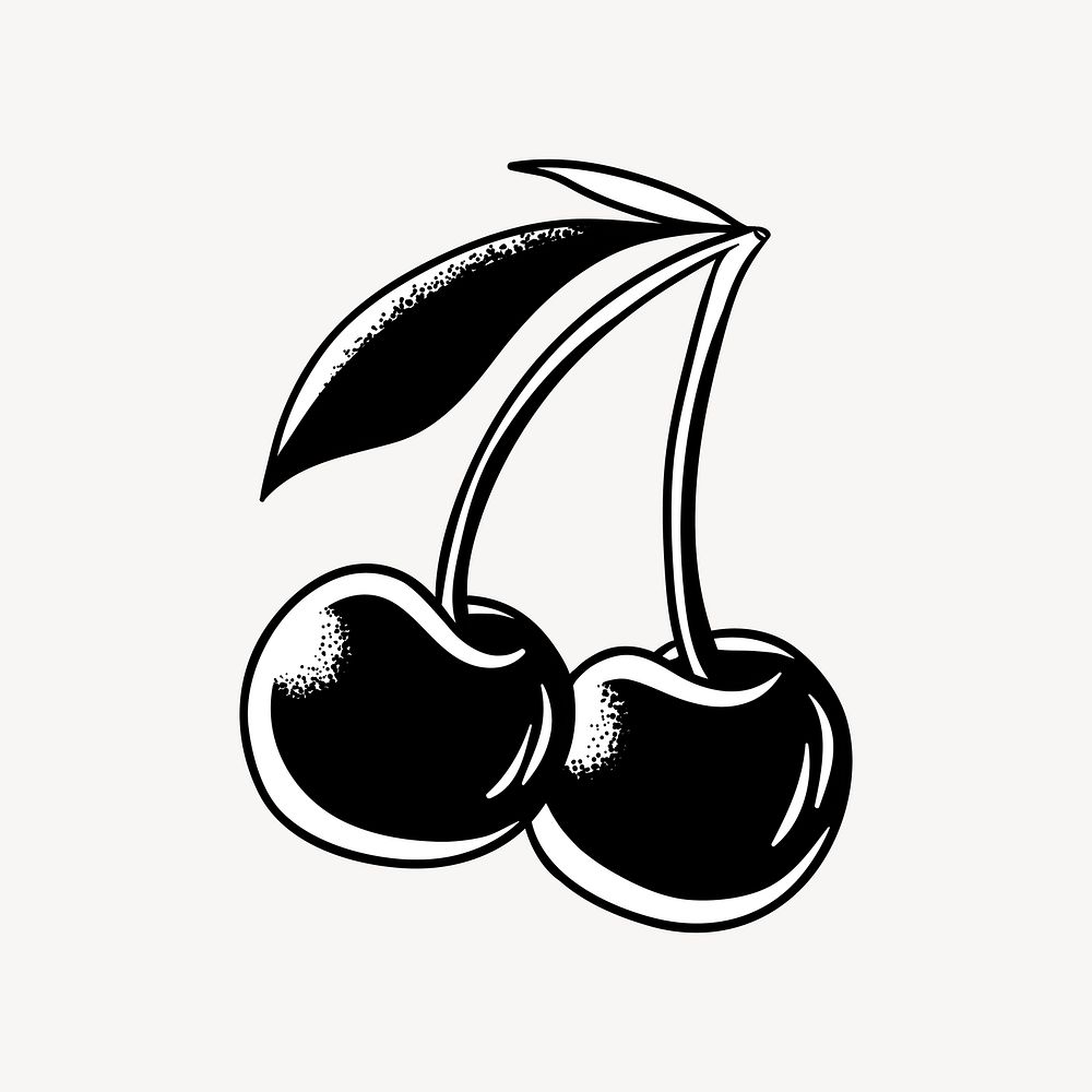 Cherry element, black & white design vector