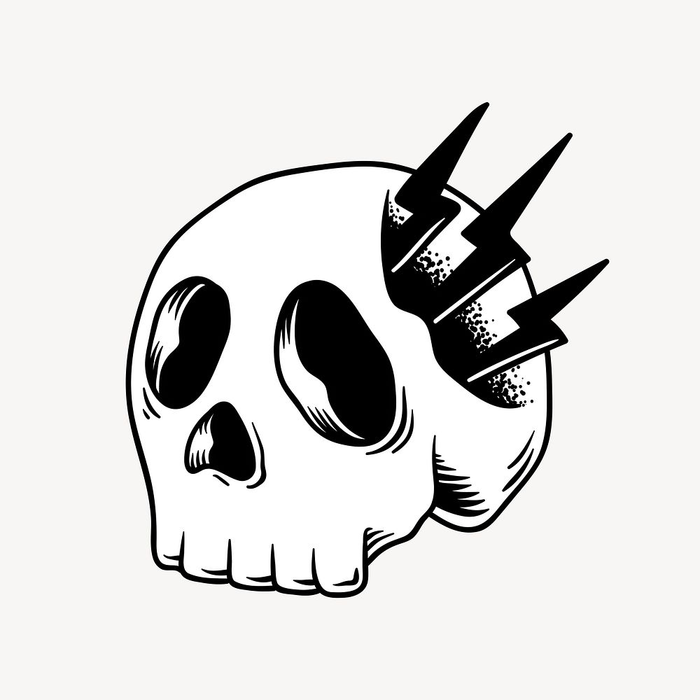 Retro skull element, black & white design vector