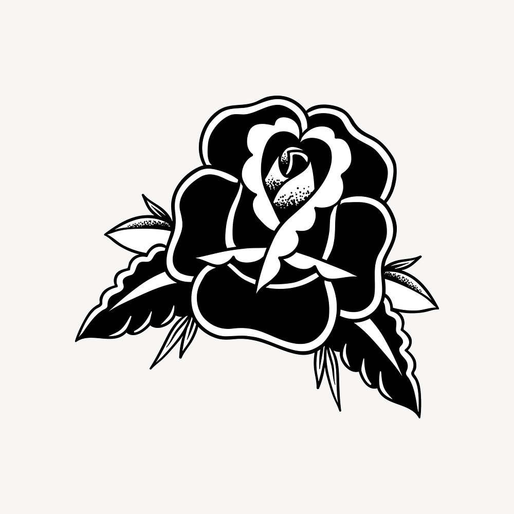 Rose element, black & white design vector