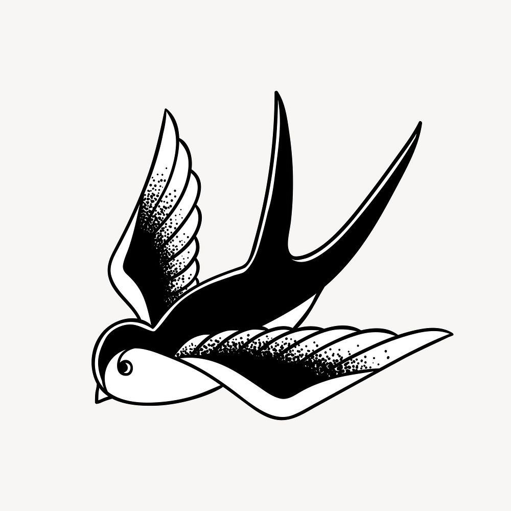 Bird element, black & white design vector