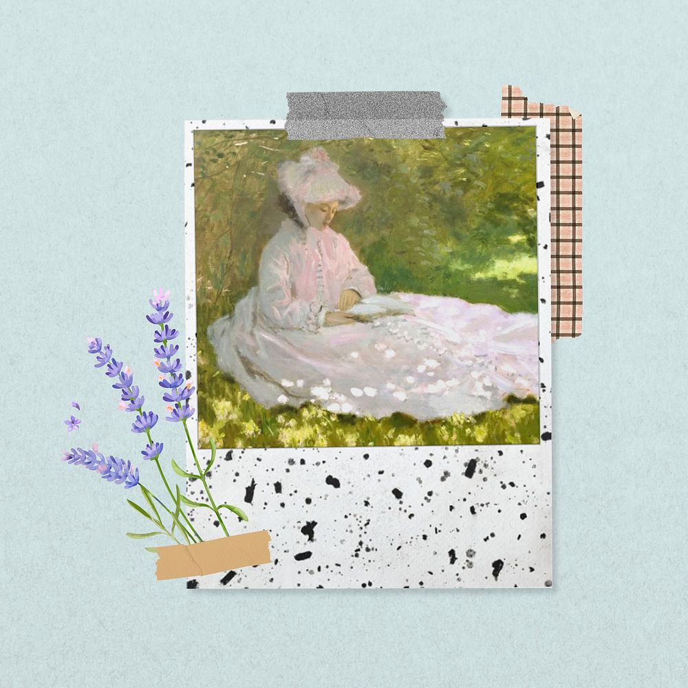 Monet's Springtime instant film mockup psd. Remixed by rawpixel.