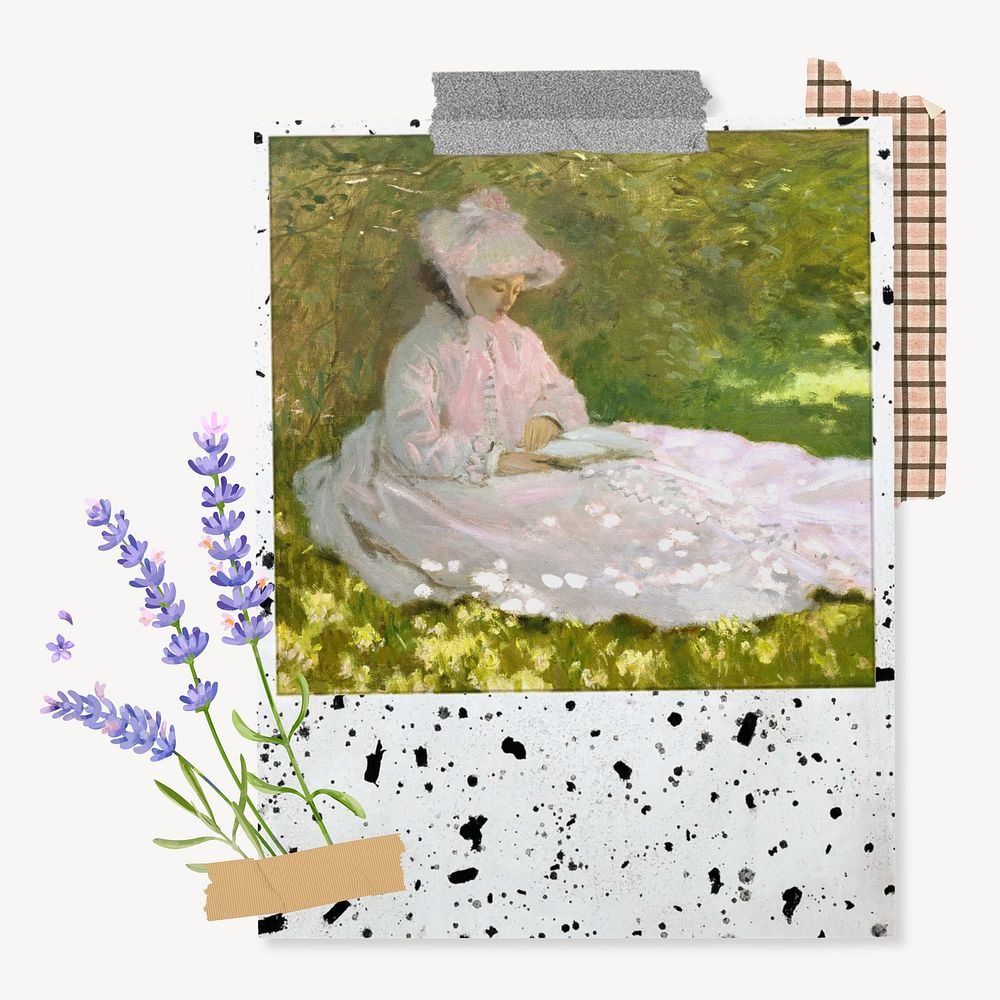 Monet's Springtime instant photo frame. Remixed by rawpixel.