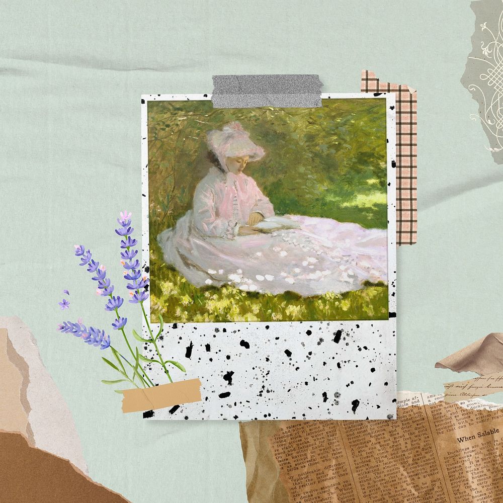 Monet's Springtime instant film frame. Remixed by rawpixel.