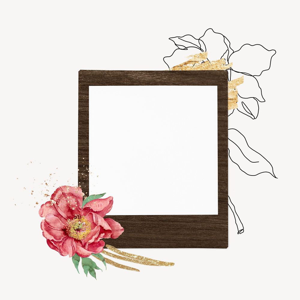Instant photo frame, aesthetic flower design