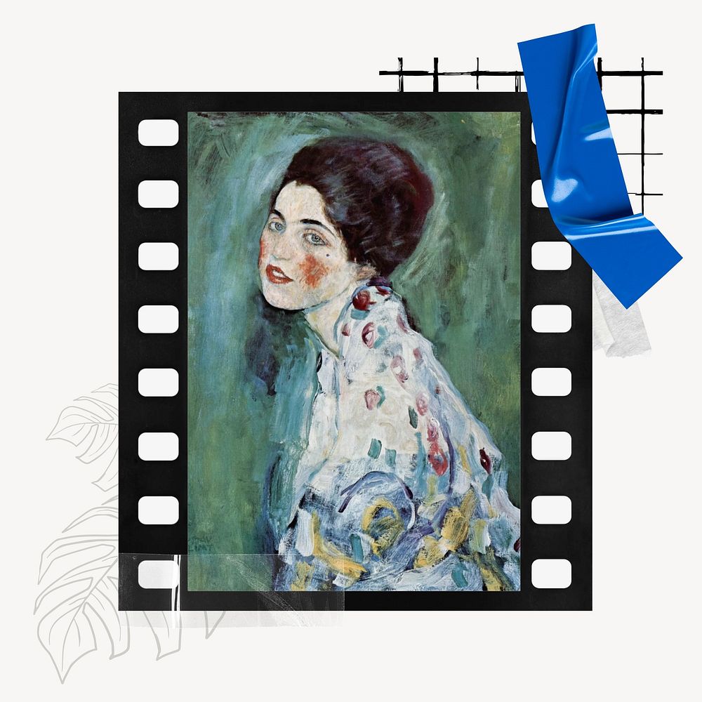 Gustav Klimt's Portr&auml;t einer Dame in film frame. Remixed by rawpixel.