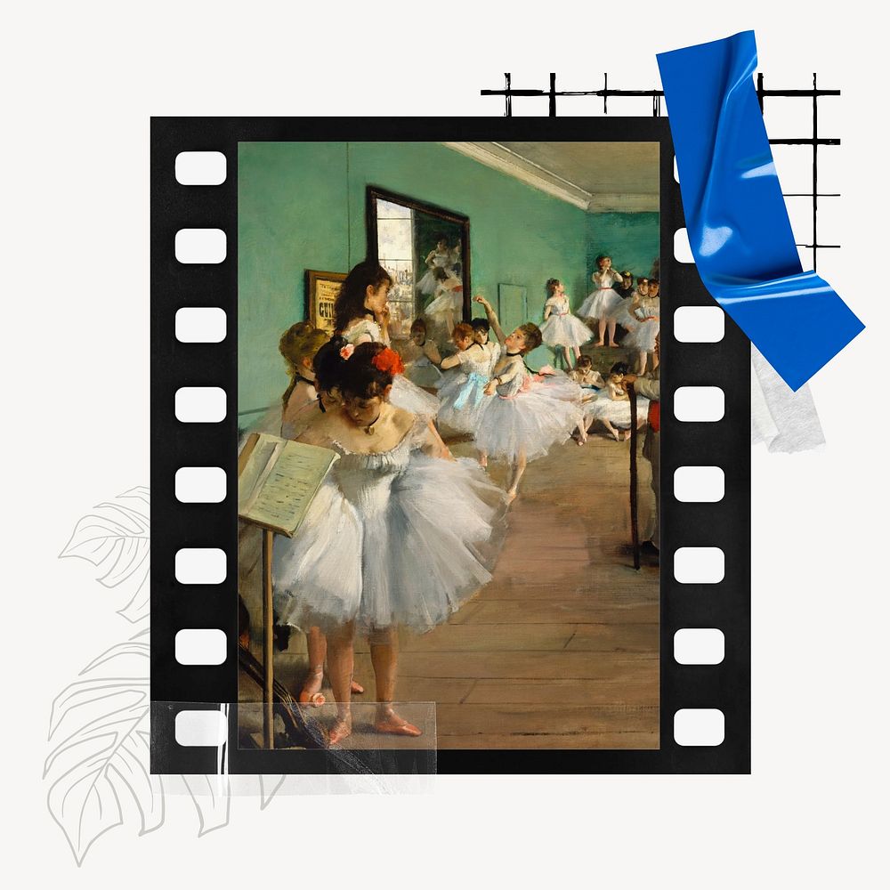 Edgar Degas' Dance Class in film frame. Remixed by rawpixel.