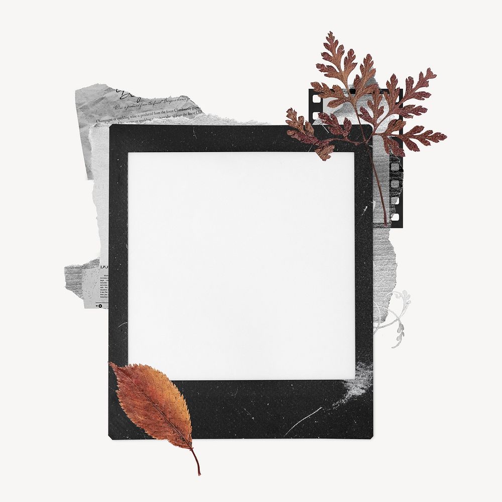 Blank instant photo frame, autumn leaf design