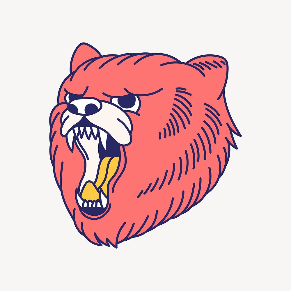 Roaring bear, animal illustration vector