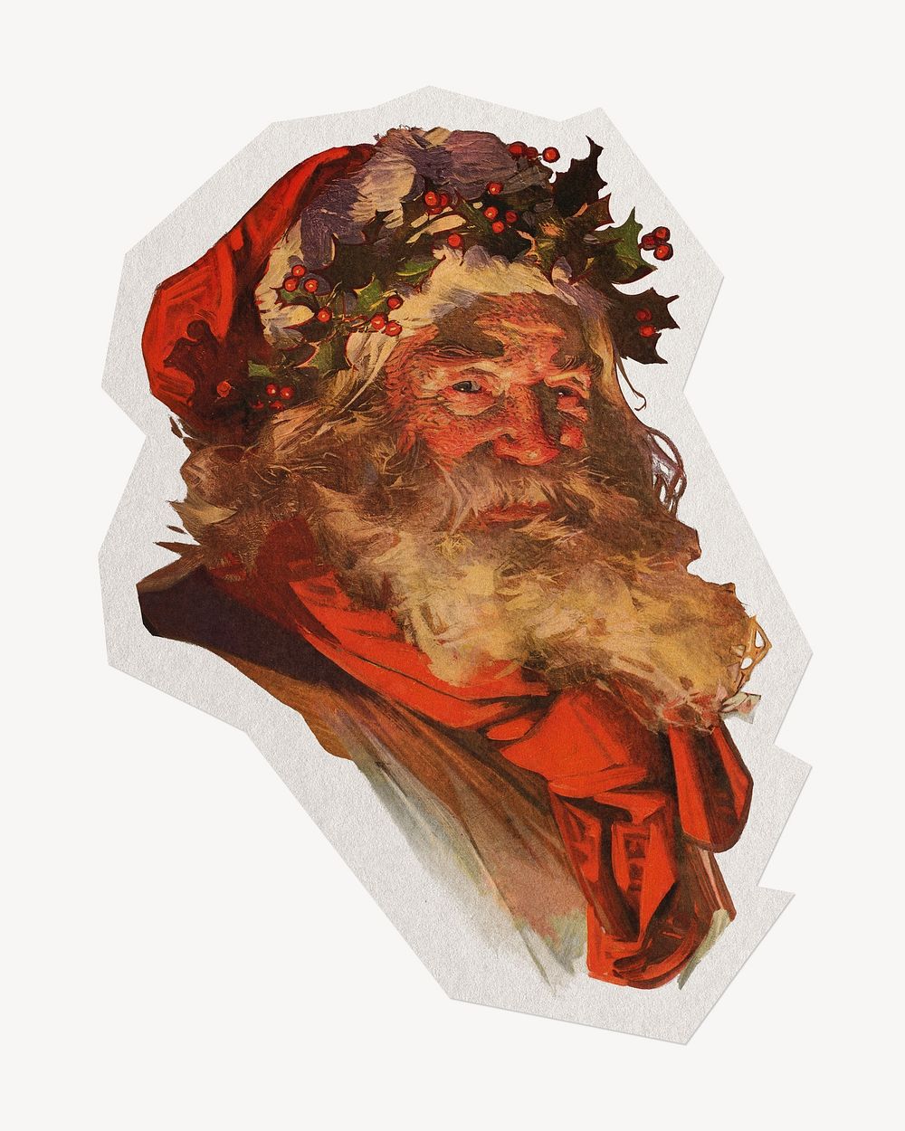 Santa Claus paper collage element, illustration by Joseph Christian Leyendecker, remixed by rawpixel.