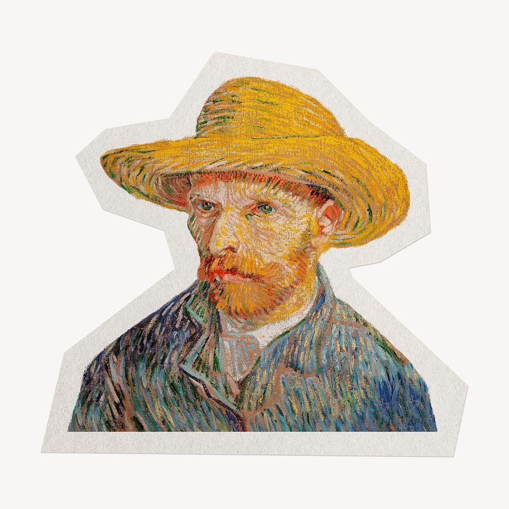Van Gogh's Self-Portrait paper collage element, remixed by rawpixel.