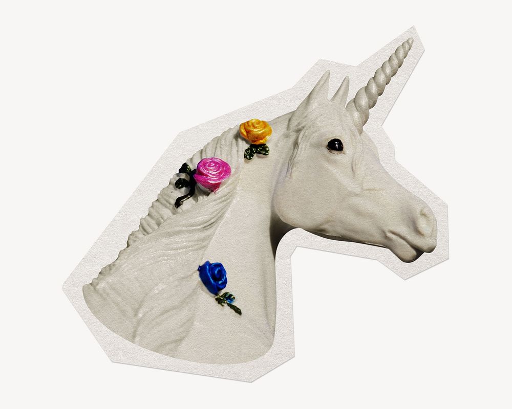 Unicorn sculpture paper cut isolated design
