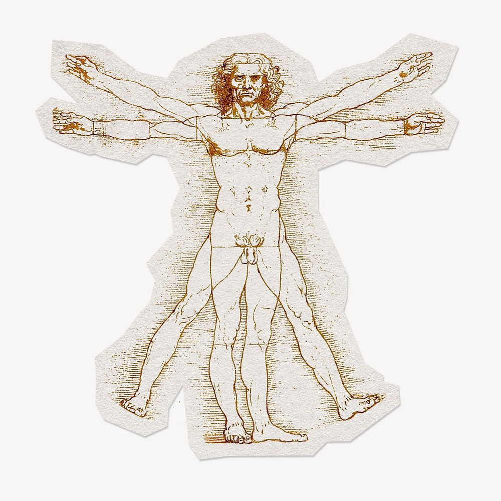 Leonardo da Vinci's Vitruvian Man paper collage element, remixed by rawpixel.