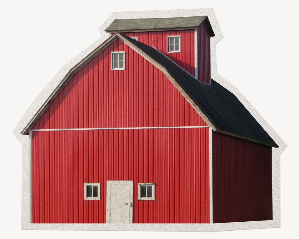 Red barn, farm paper cut isolated design
