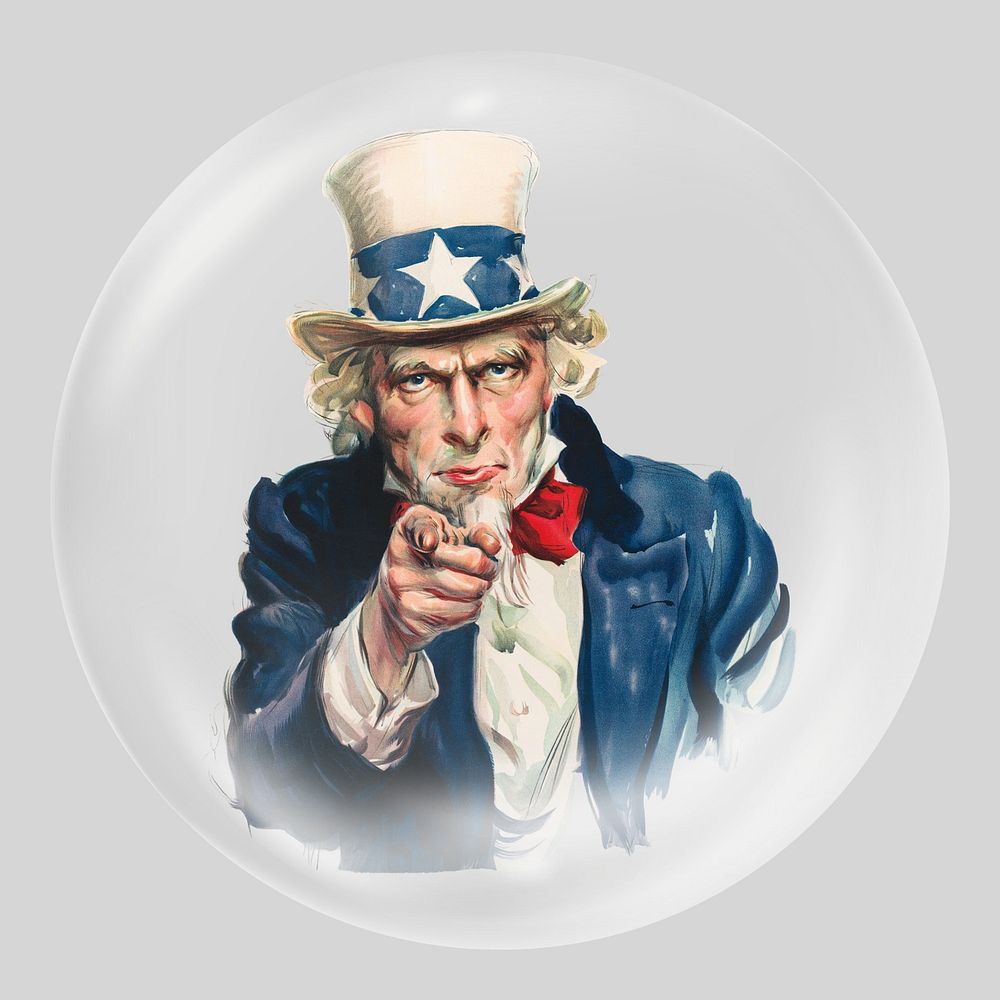 Uncle sam, James Montgomery Flagg's artwork in bubble. Remixed by rawpixel.