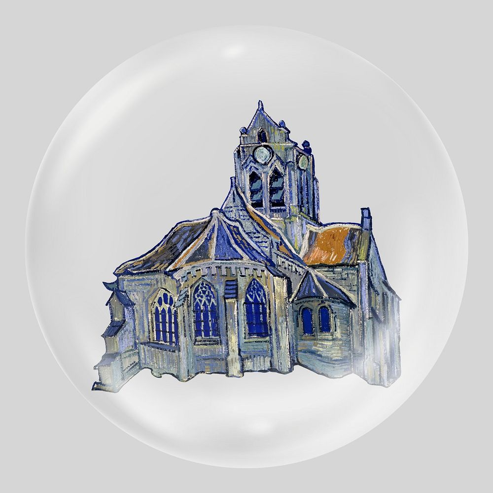 Van Gogh's church in bubble. Remixed by rawpixel.