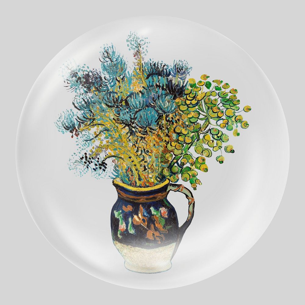 Van Gogh&rsquo;s flower in bubble. Remixed by rawpixel.