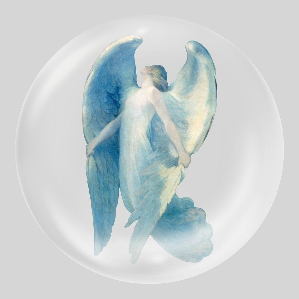 Aesthetic angel in bubble. Remixed by rawpixel.