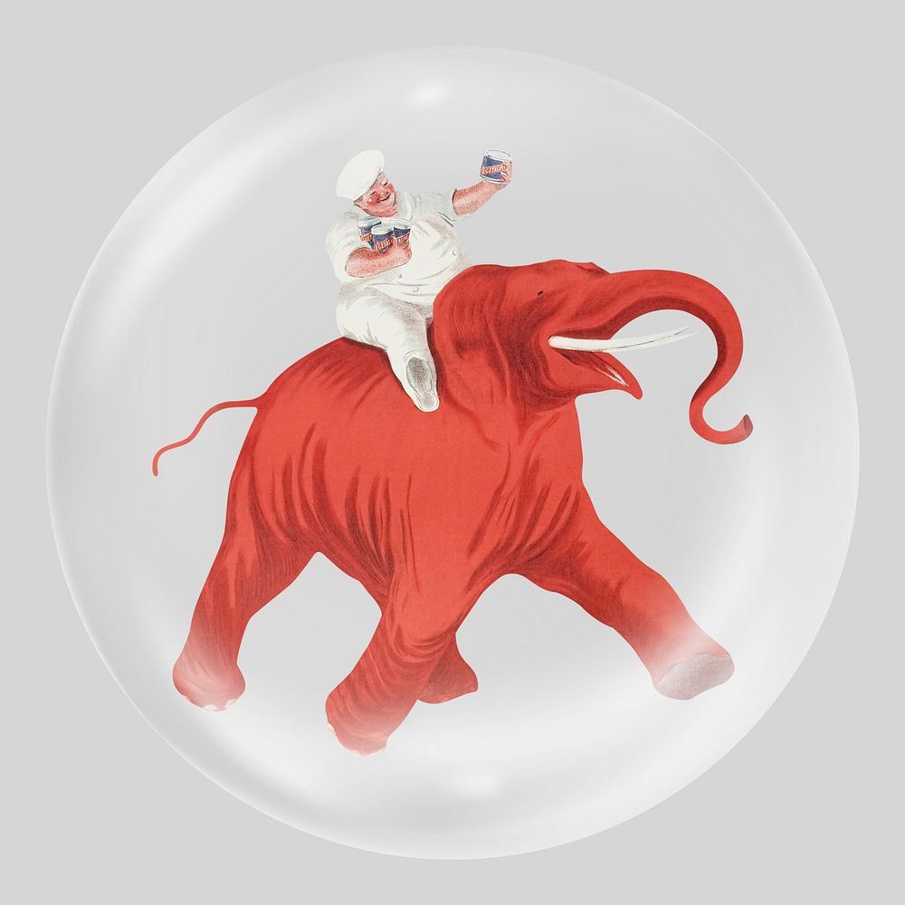 Leonetto Cappiello's Elephant in bubble. Remixed by rawpixel.