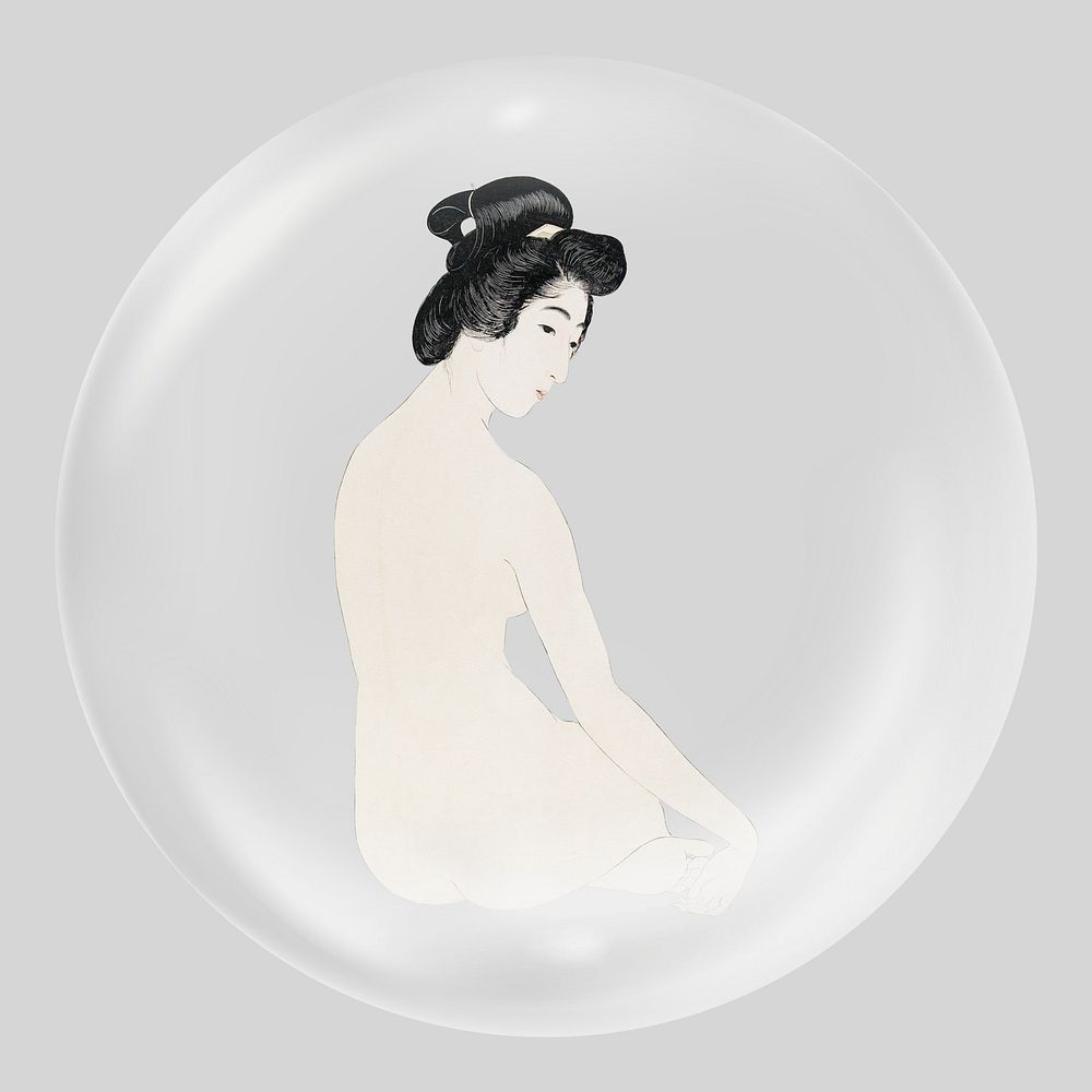 Japanese woman in bubble. Remixed by rawpixel.