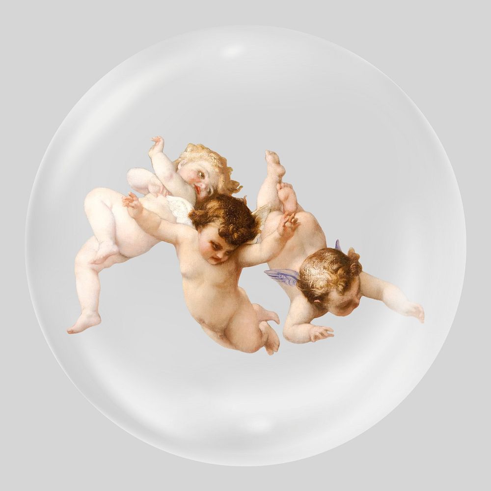 Cherubs in bubble, vintage illustration. Remixed by rawpixel.