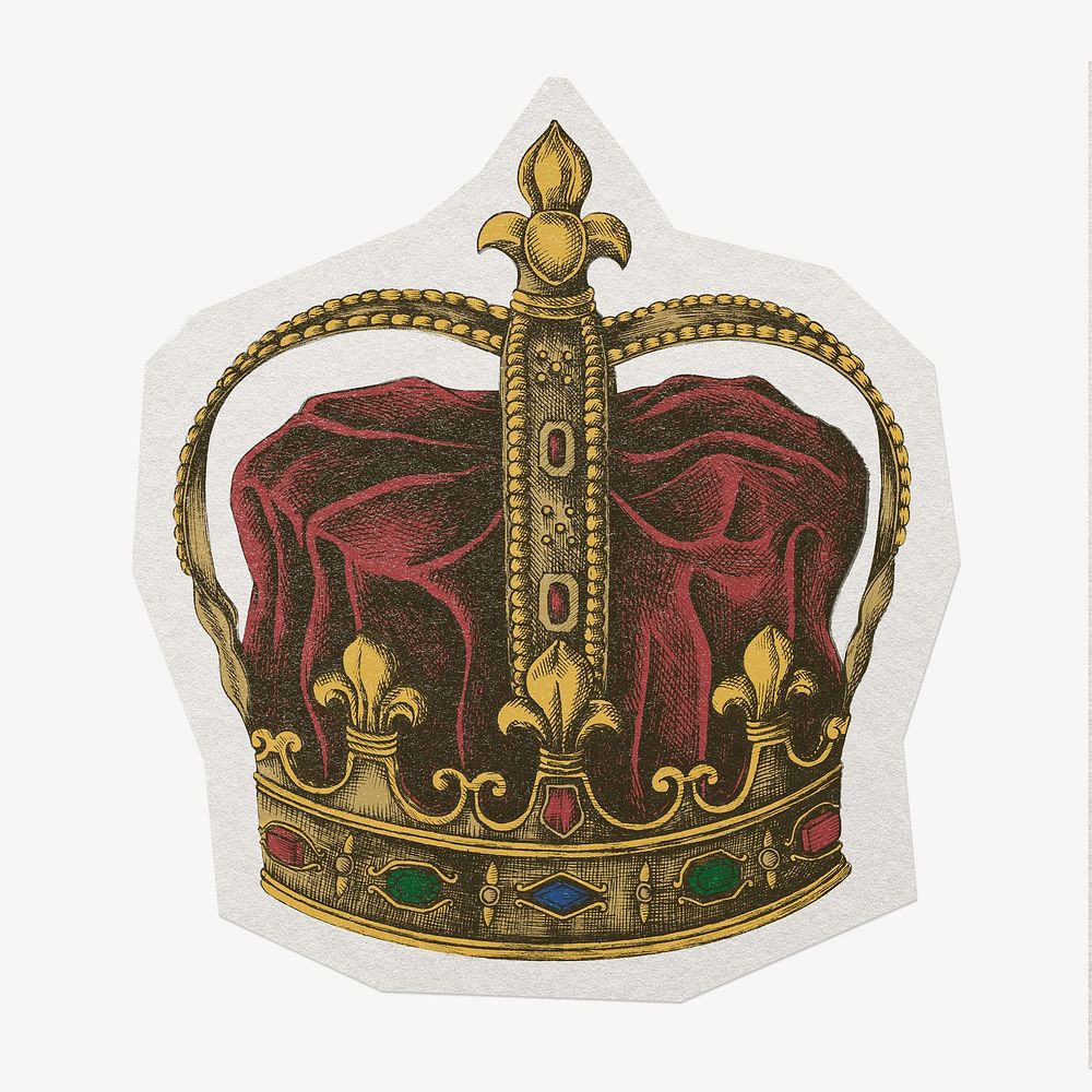 Royal crown paper collage element, remixed by rawpixel