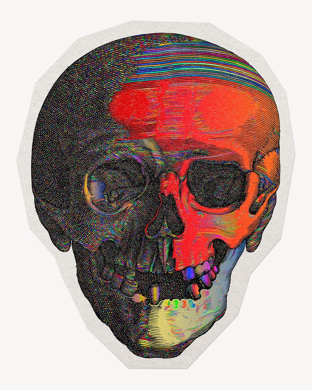 Colorful skull paper cut isolated design