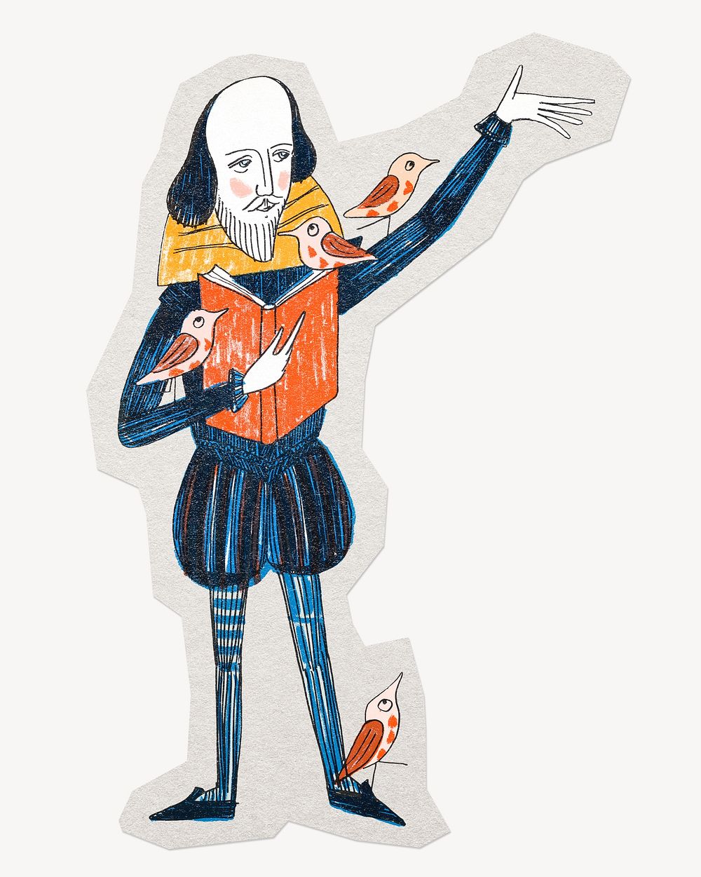 Medieval man reading book, paper collage element, remixed by rawpixel.